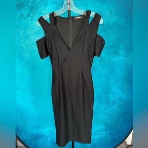 Missguided Black Shoulder Cut Out Bodycon Dress Size US 4 Y2K Night Out